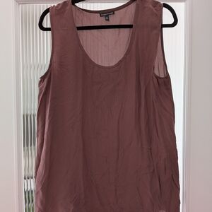 Eileen Fisher Dusty Rose Sleeveless Scoop Neck Tank 100% Silk
